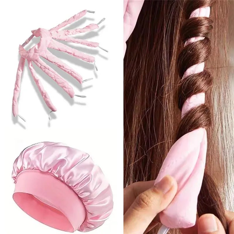 2-Piece Heatless Hair Curler & Sleep Bonnet Set for Long Hair - Velvet Haven