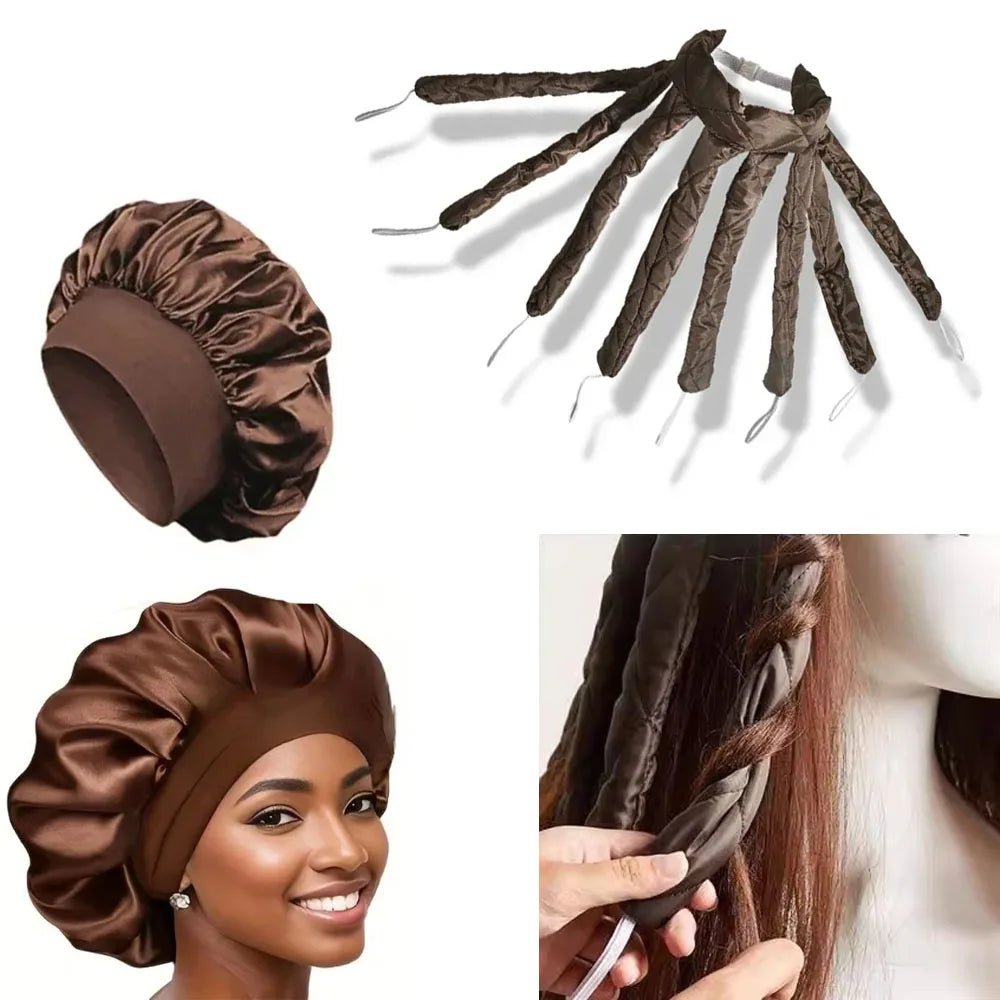 2-Piece Heatless Hair Curler & Sleep Bonnet Set for Long Hair - Velvet Haven