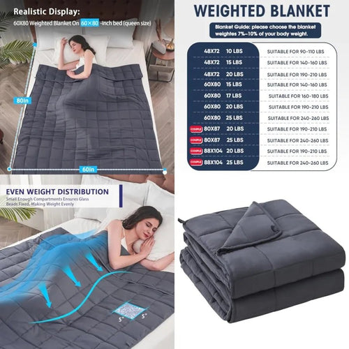 20 lb Cooling Weighted Blanket for Adults, Queen 60 x 80 - Velvet Haven