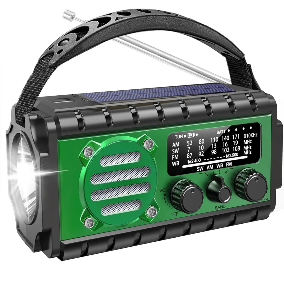 20000mAh Solar Hand Crank Emergency Radio with Flashlight, AM/FM/SW - Velvet Haven