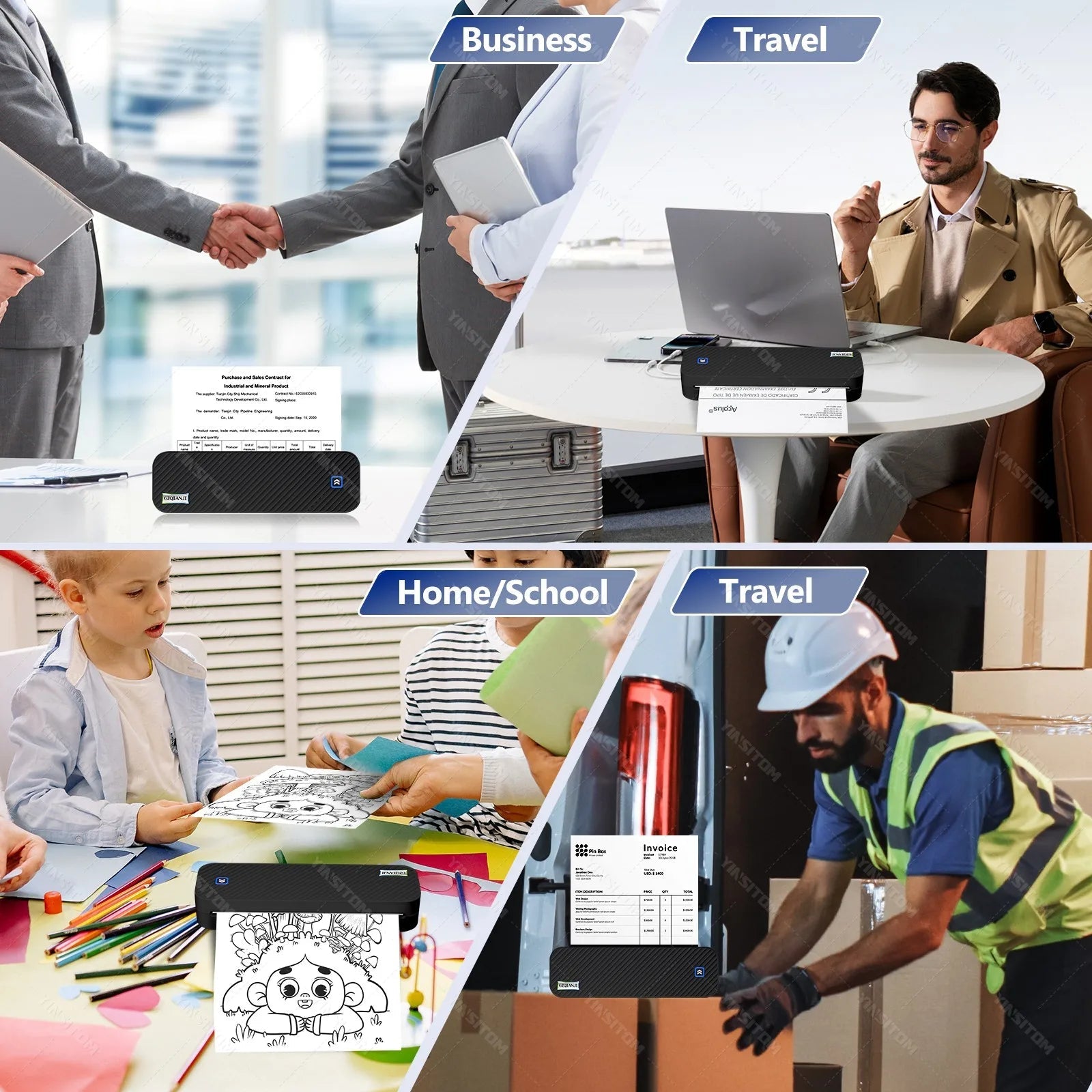 200/300dpi A4 Thermal Printer Mini Bluetooth Mobile Inkless Portable Wireless Maker Support Letter A4 Size Thermal Paper Machine - Velvet Haven