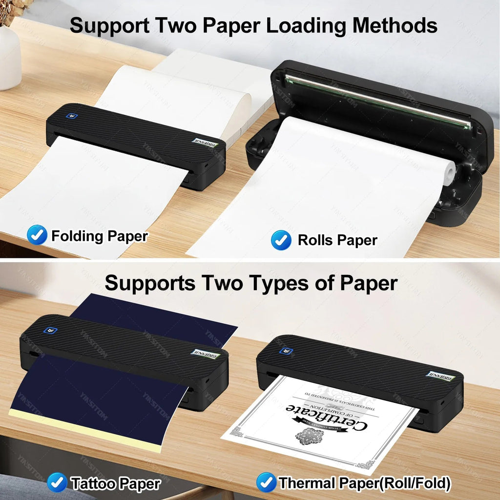 200/300dpi A4 Thermal Printer Mini Bluetooth Mobile Inkless Portable Wireless Maker Support Letter A4 Size Thermal Paper Machine - Velvet Haven