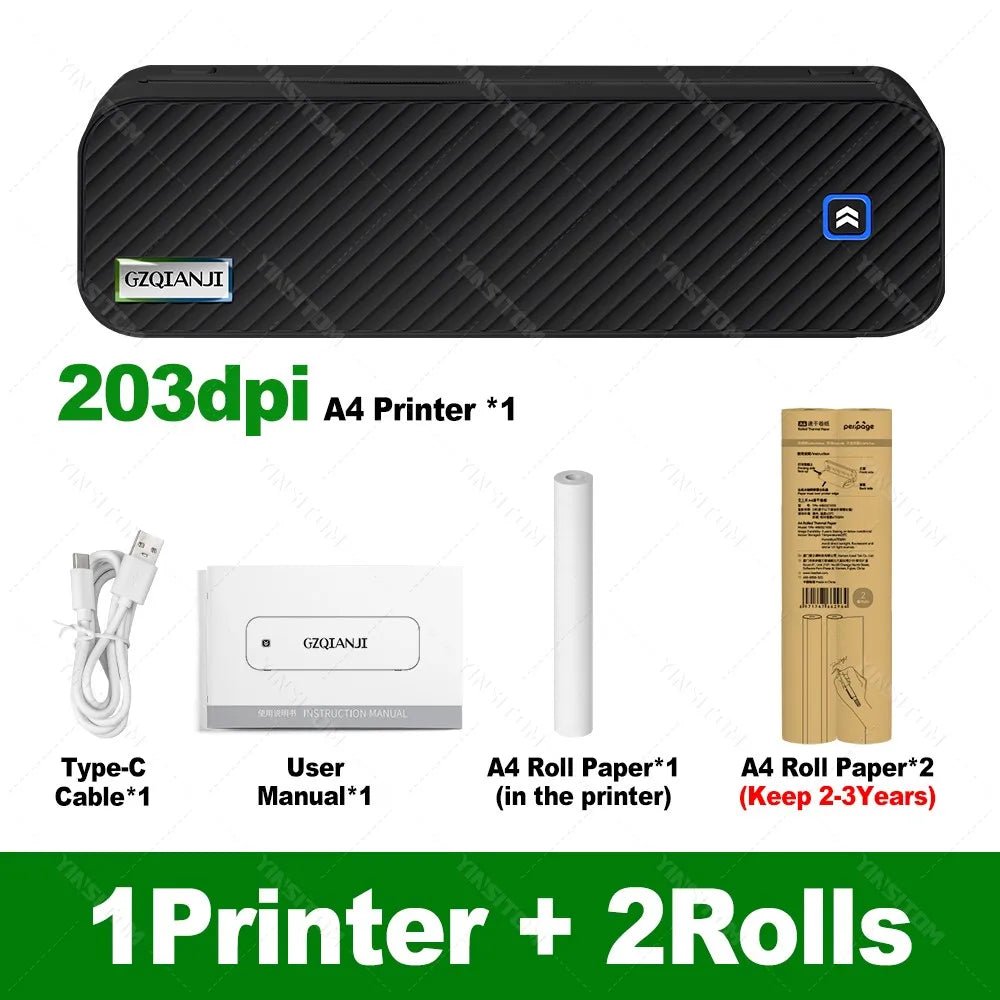 200/300dpi A4 Thermal Printer Mini Bluetooth Mobile Inkless Portable Wireless Maker Support Letter A4 Size Thermal Paper Machine - Velvet Haven
