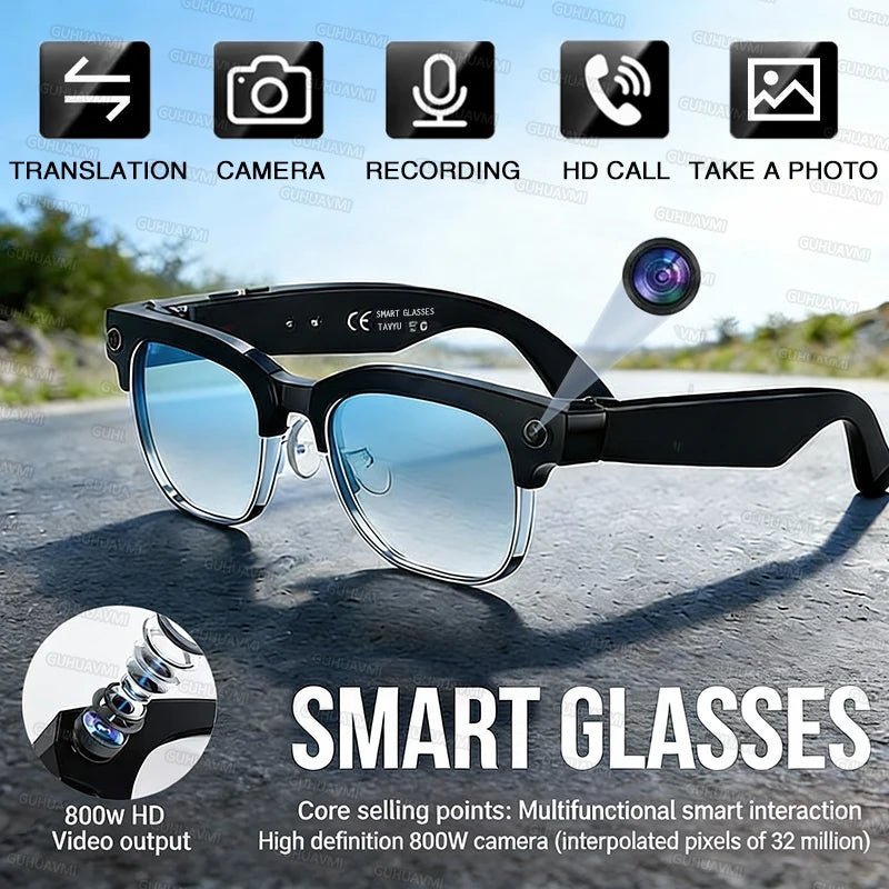 AI Smart Glasses with 8MP Camera, Bluetooth Calls & Voice Translation - Velvet Haven