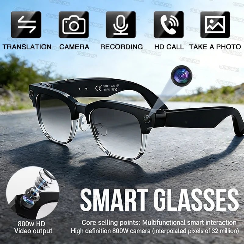 AI Smart Glasses with 8MP Camera, Bluetooth Calls & Voice Translation - Velvet Haven