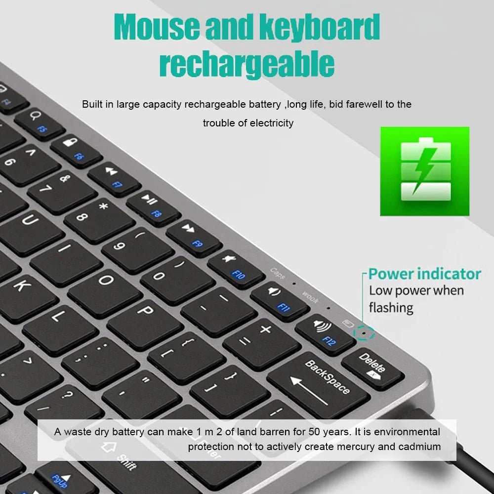 2.4G Wireless Keyboard Mouse Set Bluetooth 5.0 Keyboard Mouse Combo 3 Modes Mini Keyboard Mouse For Laptop PC Accessories - Velvet Haven