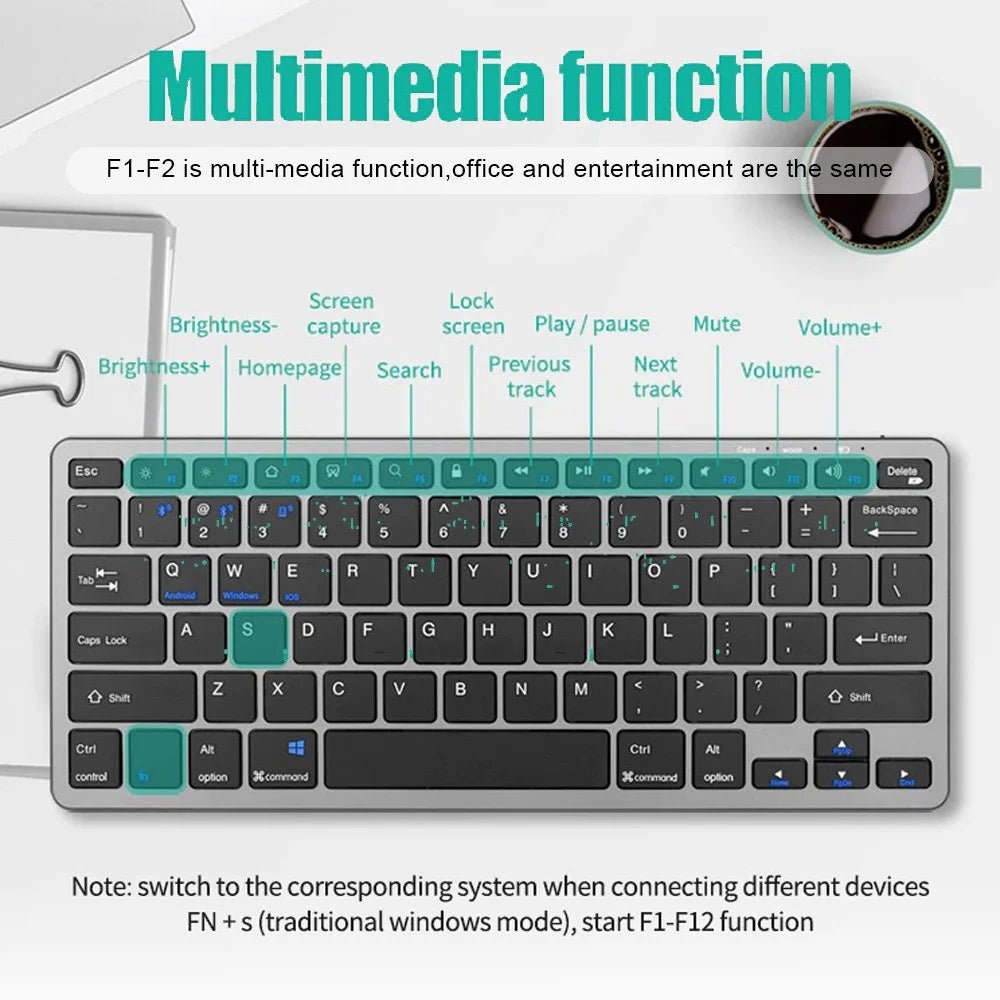 2.4G Wireless Keyboard Mouse Set Bluetooth 5.0 Keyboard Mouse Combo 3 Modes Mini Keyboard Mouse For Laptop PC Accessories - Velvet Haven