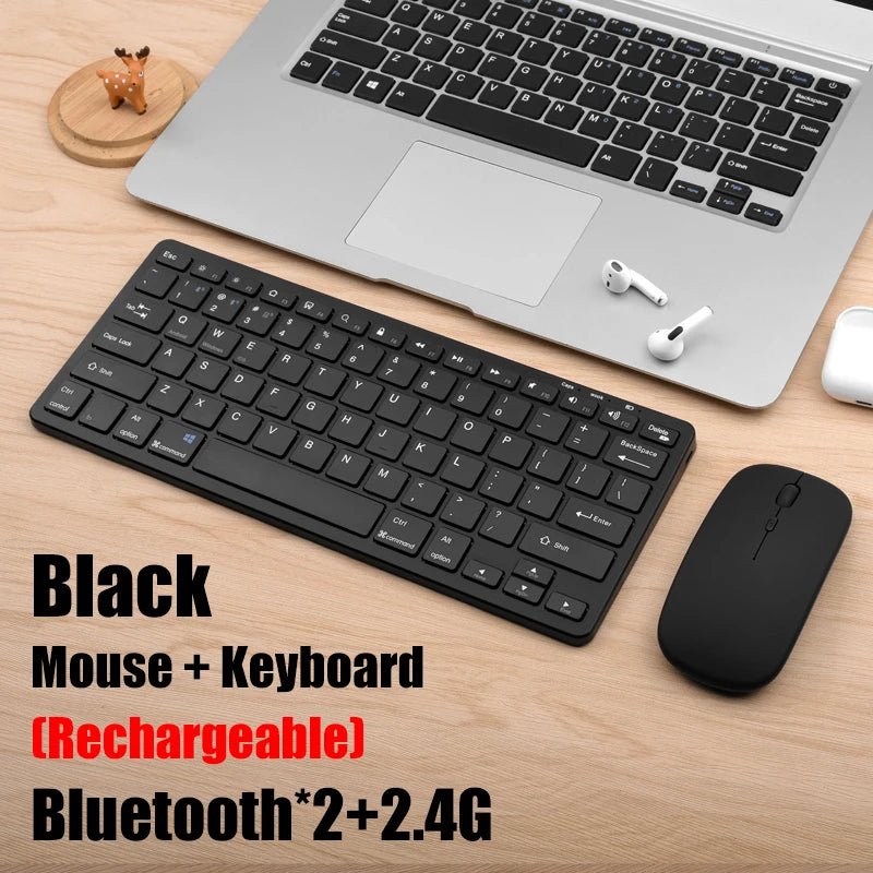 2.4G Wireless Keyboard Mouse Set Bluetooth 5.0 Keyboard Mouse Combo 3 Modes Mini Keyboard Mouse For Laptop PC Accessories - Velvet Haven