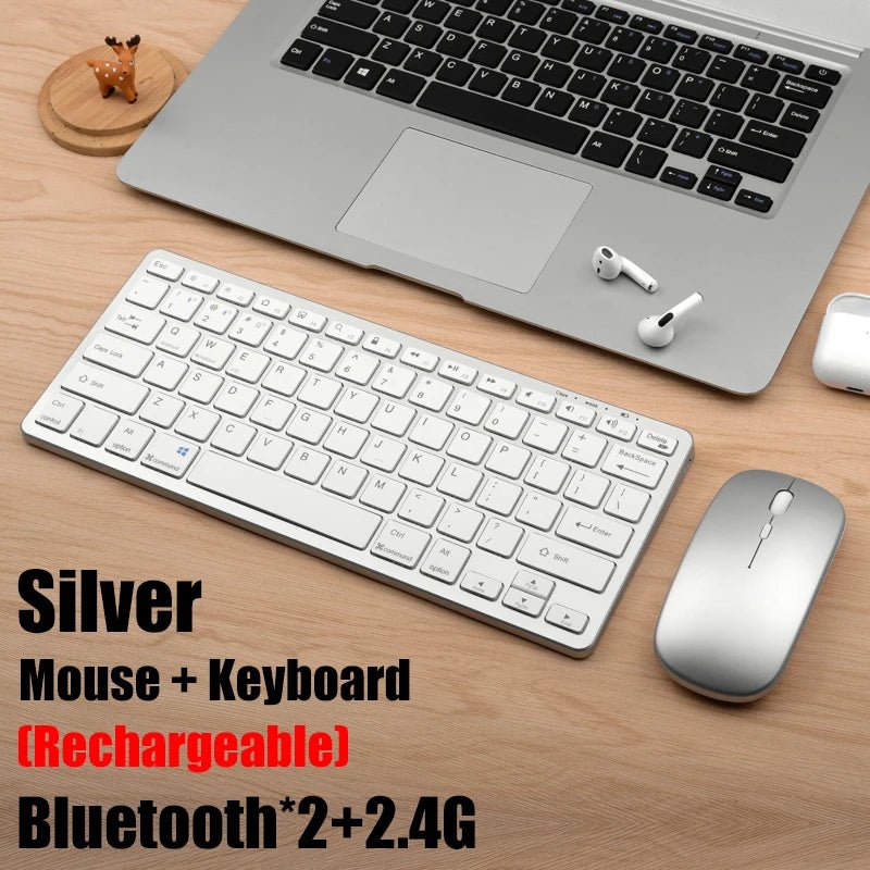 2.4G Wireless Keyboard Mouse Set Bluetooth 5.0 Keyboard Mouse Combo 3 Modes Mini Keyboard Mouse For Laptop PC Accessories - Velvet Haven