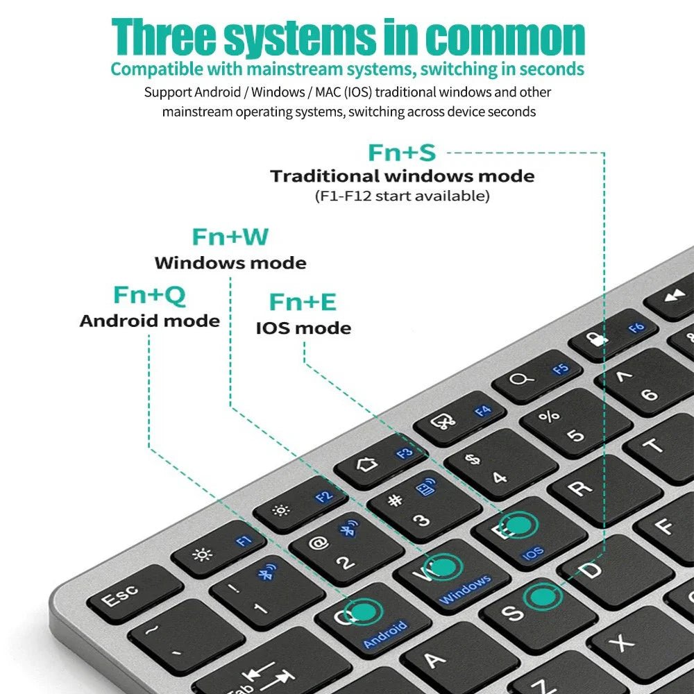 2.4G Wireless Keyboard Mouse Set Bluetooth 5.0 Keyboard Mouse Combo 3 Modes Mini Keyboard Mouse For Laptop PC Accessories - Velvet Haven