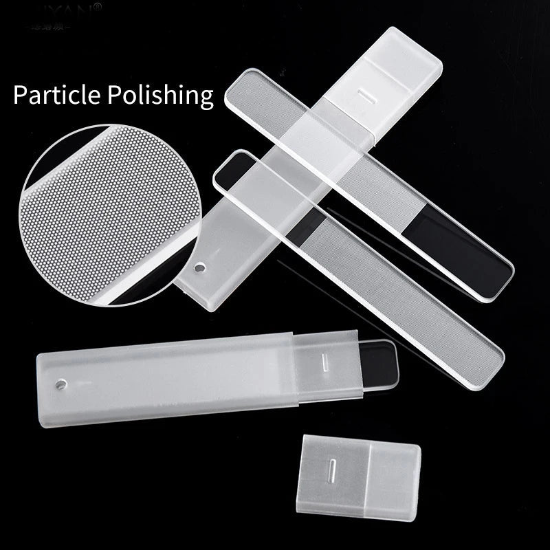2/5Pcs Transparent Glass Nail Files With Box Sanding Polishing Grinding Brighten Shiny Tool Manicure - Velvet Haven