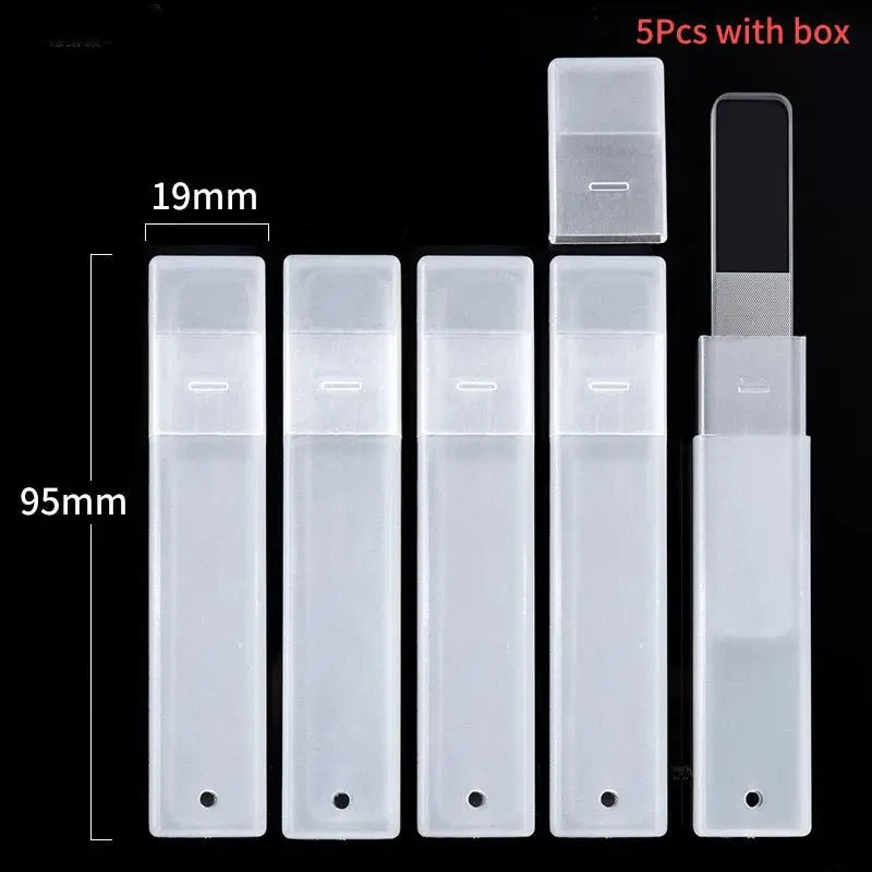 2/5Pcs Transparent Glass Nail Files With Box Sanding Polishing Grinding Brighten Shiny Tool Manicure - Velvet Haven