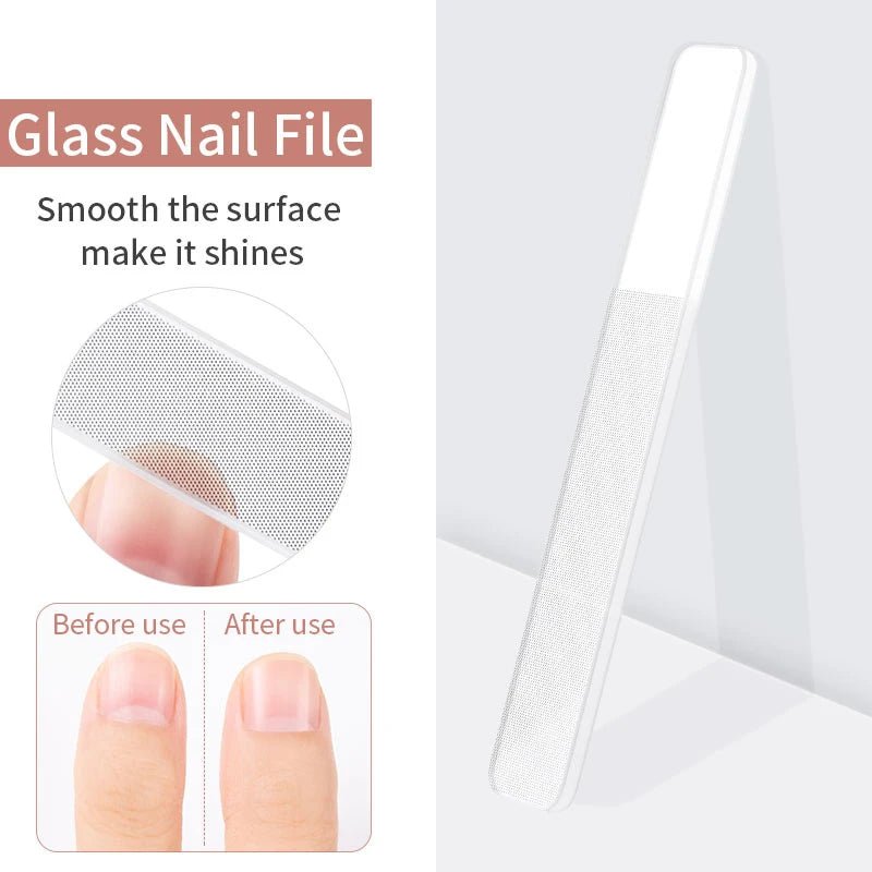2/5Pcs Transparent Glass Nail Files With Box Sanding Polishing Grinding Brighten Shiny Tool Manicure - Velvet Haven