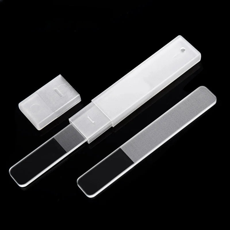 2/5Pcs Transparent Glass Nail Files With Box Sanding Polishing Grinding Brighten Shiny Tool Manicure - Velvet Haven
