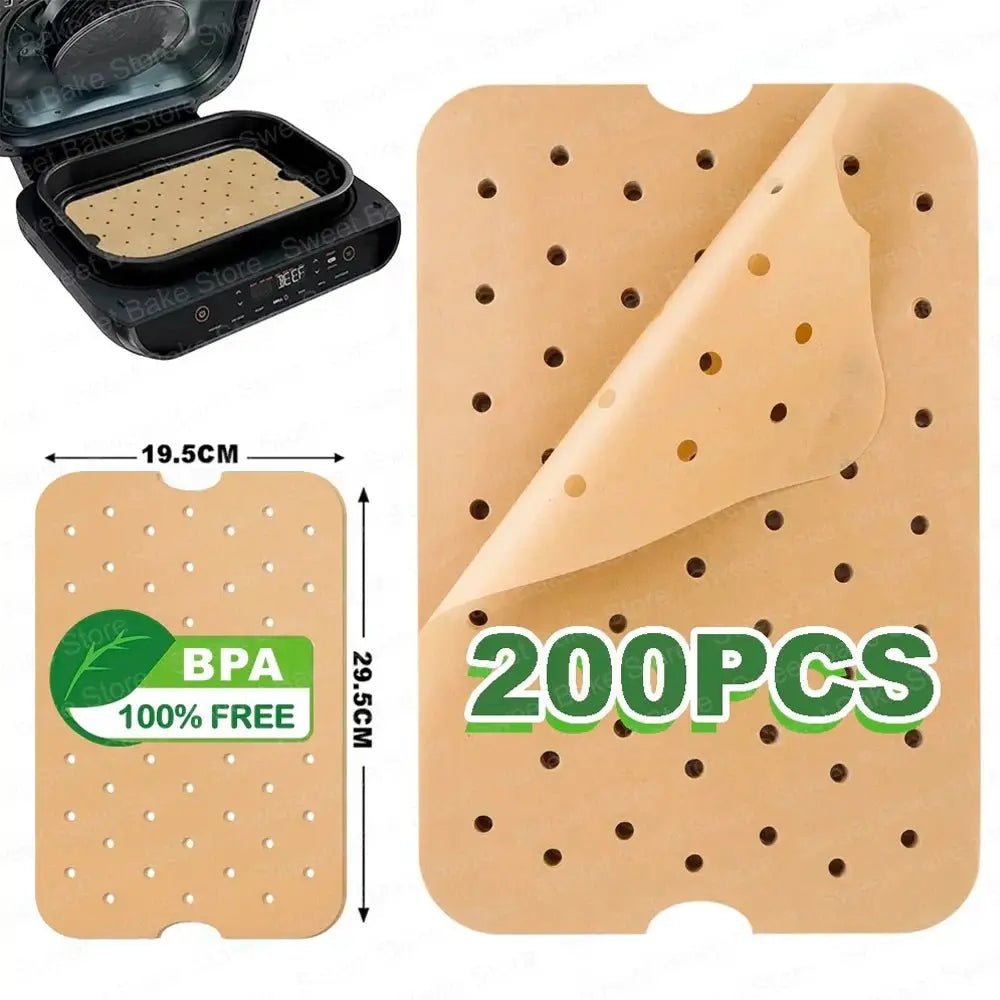 29.5x19.5CM Air Fryer Disposable Perforated Parchment Paper Liners for Ninja FG551 Foodi Smart XL 6-in-1 Indoor Grill Accessory - Velvet Haven