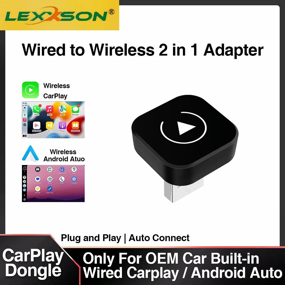 2in1 Wireless CarPlay Dongle Wireless Android Auto Adapter AI Smart Box Car Intelligent Systems For Car With Wired CarPlay - Velvet Haven