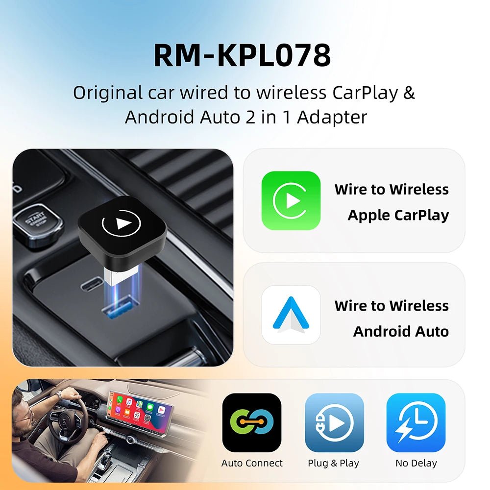 2in1 Wireless CarPlay Dongle Wireless Android Auto Adapter AI Smart Box Car Intelligent Systems For Car With Wired CarPlay - Velvet Haven