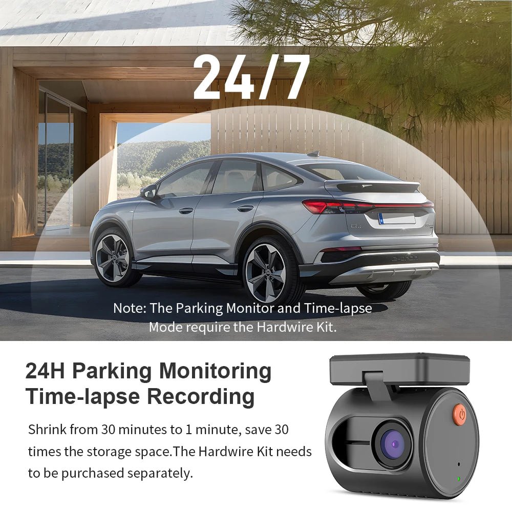 2K Dash Camera For Cars DVR KAWA Dash Cam MINI 3 Video Recorder Emergency Voice Control Night Vision WiFi APP Monitor Dashcam - Velvet Haven