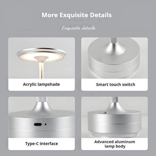 2PCS Rechargeable Wireless Table Lamp LED Touch Sensor Desktop Night Light Reading Lamp for Hotel Bar Bedroom Decor Light - Velvet Haven