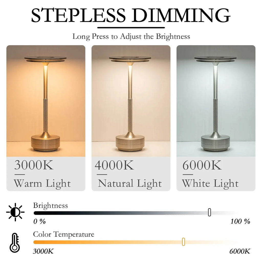 2PCS Rechargeable Wireless Table Lamp LED Touch Sensor Desktop Night Light Reading Lamp for Hotel Bar Bedroom Decor Light - Velvet Haven