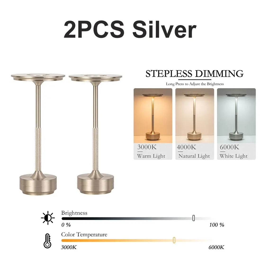 2PCS Rechargeable Wireless Table Lamp LED Touch Sensor Desktop Night Light Reading Lamp for Hotel Bar Bedroom Decor Light - Velvet Haven