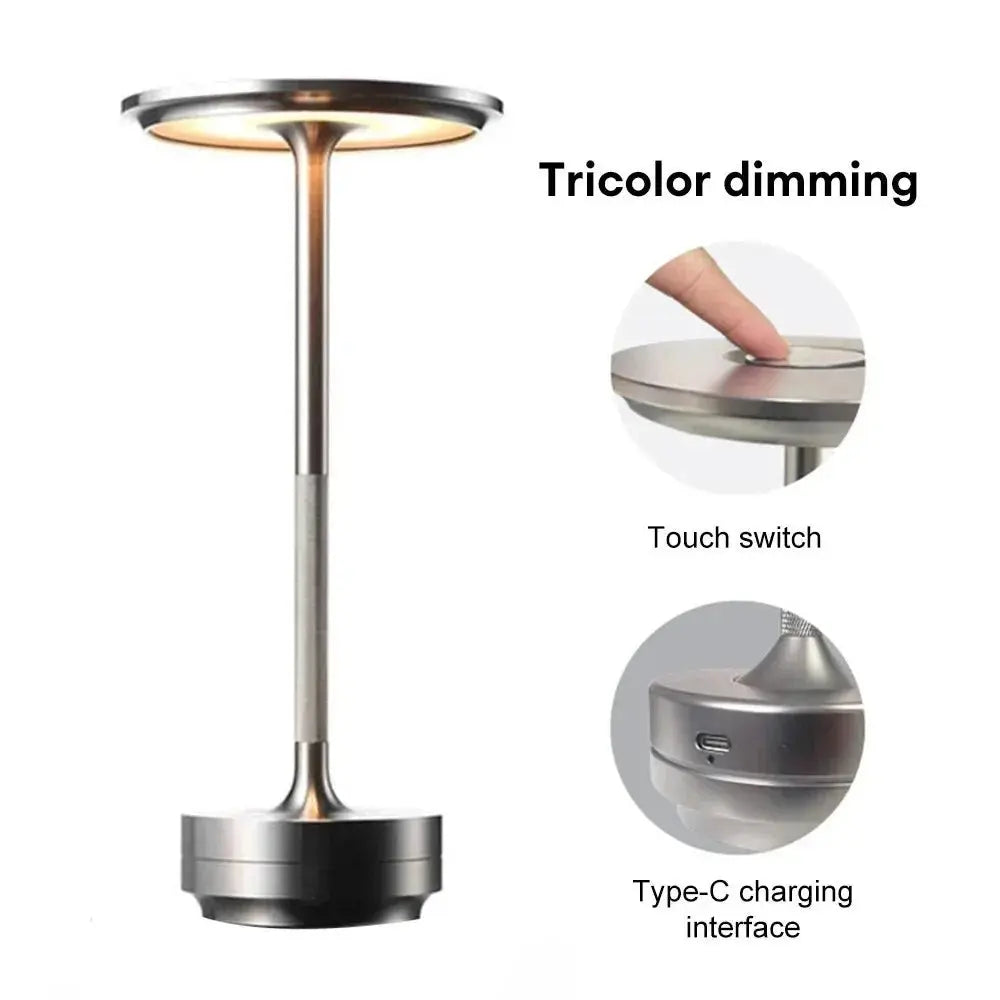 2PCS Rechargeable Wireless Table Lamp LED Touch Sensor Desktop Night Light Reading Lamp for Hotel Bar Bedroom Decor Light - Velvet Haven