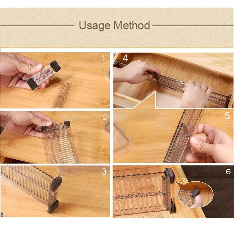 2pcs/set Adjustable Clapboard Drawer Divider Partition DIY Durable Storage Organiser Wardrobe Closet Punch-free Separator - Velvet Haven