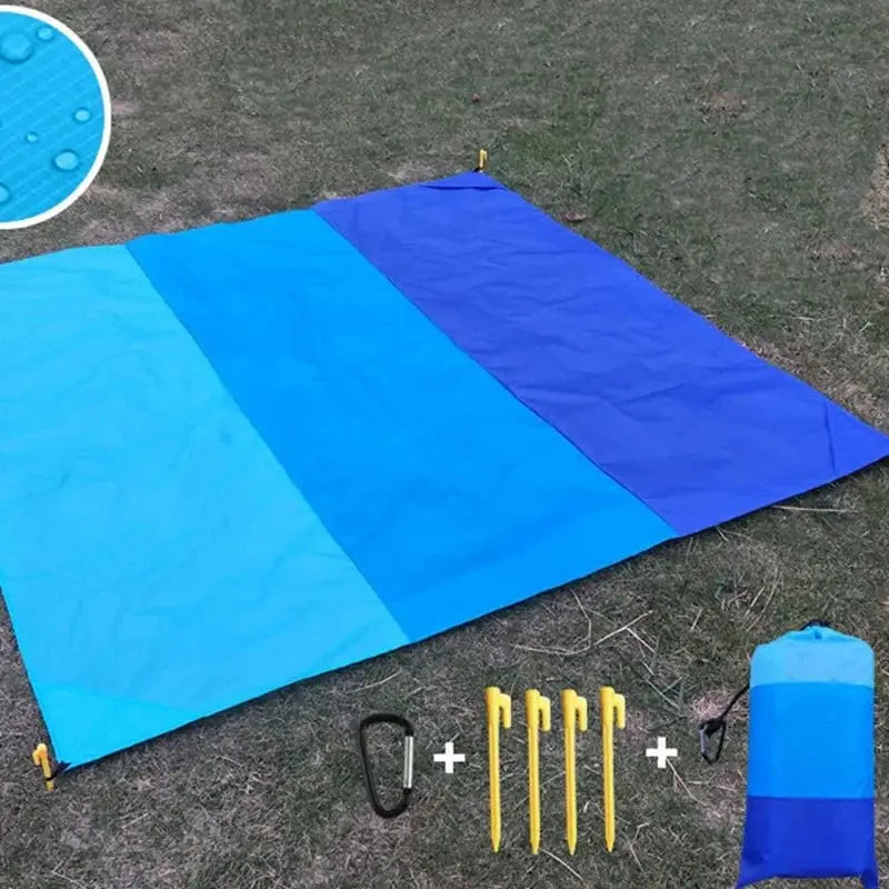 2x2.1m Waterproof Pocket Beach Mat Blanket Folding Camping Mattress Portable Lightweight Mat Outdoor Picnic Mat Sand Beach Towel - Velvet Haven