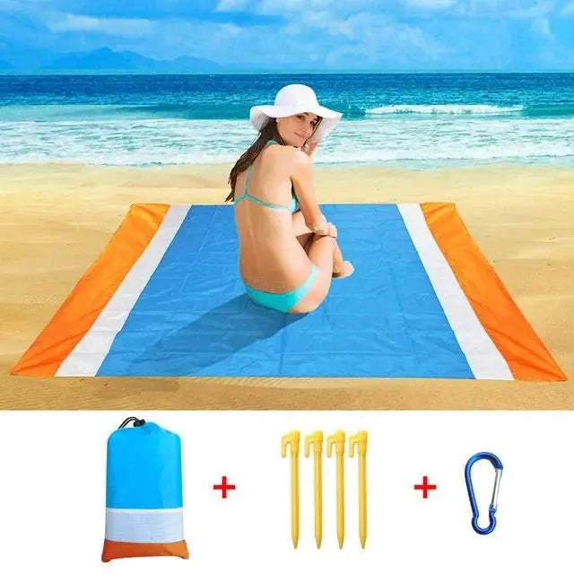 2x2.1m Waterproof Pocket Beach Mat Blanket Folding Camping Mattress Portable Lightweight Mat Outdoor Picnic Mat Sand Beach Towel - Velvet Haven