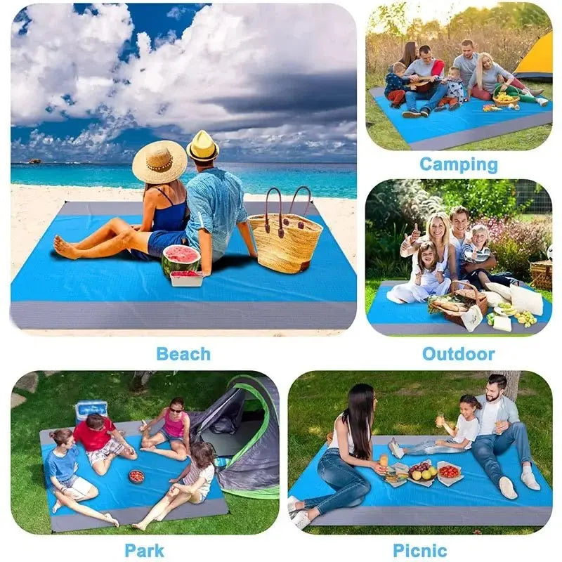 2x2.1m Waterproof Pocket Beach Mat Blanket Folding Camping Mattress Portable Lightweight Mat Outdoor Picnic Mat Sand Beach Towel - Velvet Haven