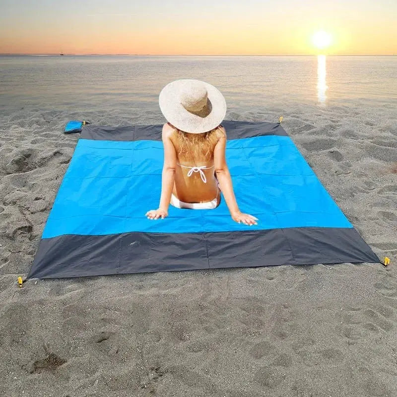 2x2.1m Waterproof Pocket Beach Mat Blanket Folding Camping Mattress Portable Lightweight Mat Outdoor Picnic Mat Sand Beach Towel - Velvet Haven