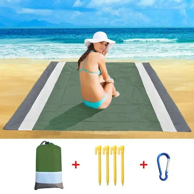2x2.1m Waterproof Pocket Beach Mat Blanket Folding Camping Mattress Portable Lightweight Mat Outdoor Picnic Mat Sand Beach Towel - Velvet Haven