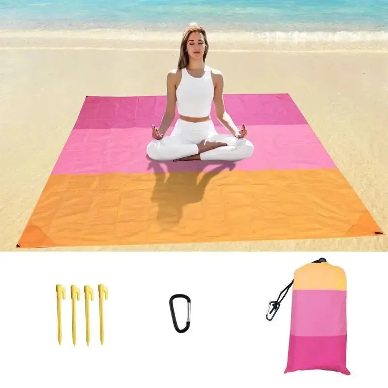 2x2.1m Waterproof Pocket Beach Mat Blanket Folding Camping Mattress Portable Lightweight Mat Outdoor Picnic Mat Sand Beach Towel - Velvet Haven