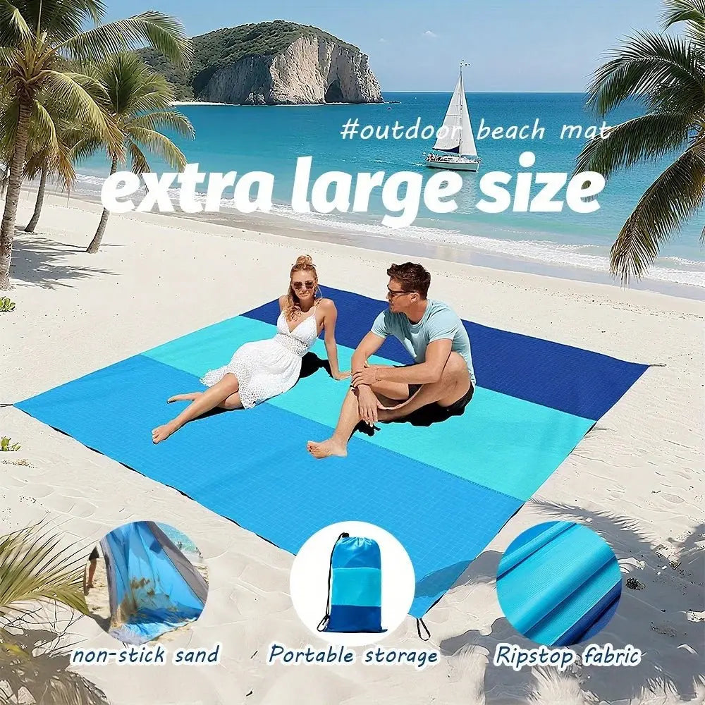2x2.1m Waterproof Pocket Beach Mat Blanket, Lightweight Camping Mattress, Sandproof Beach Towel for Outdoor Picnic Travel - Velvet Haven