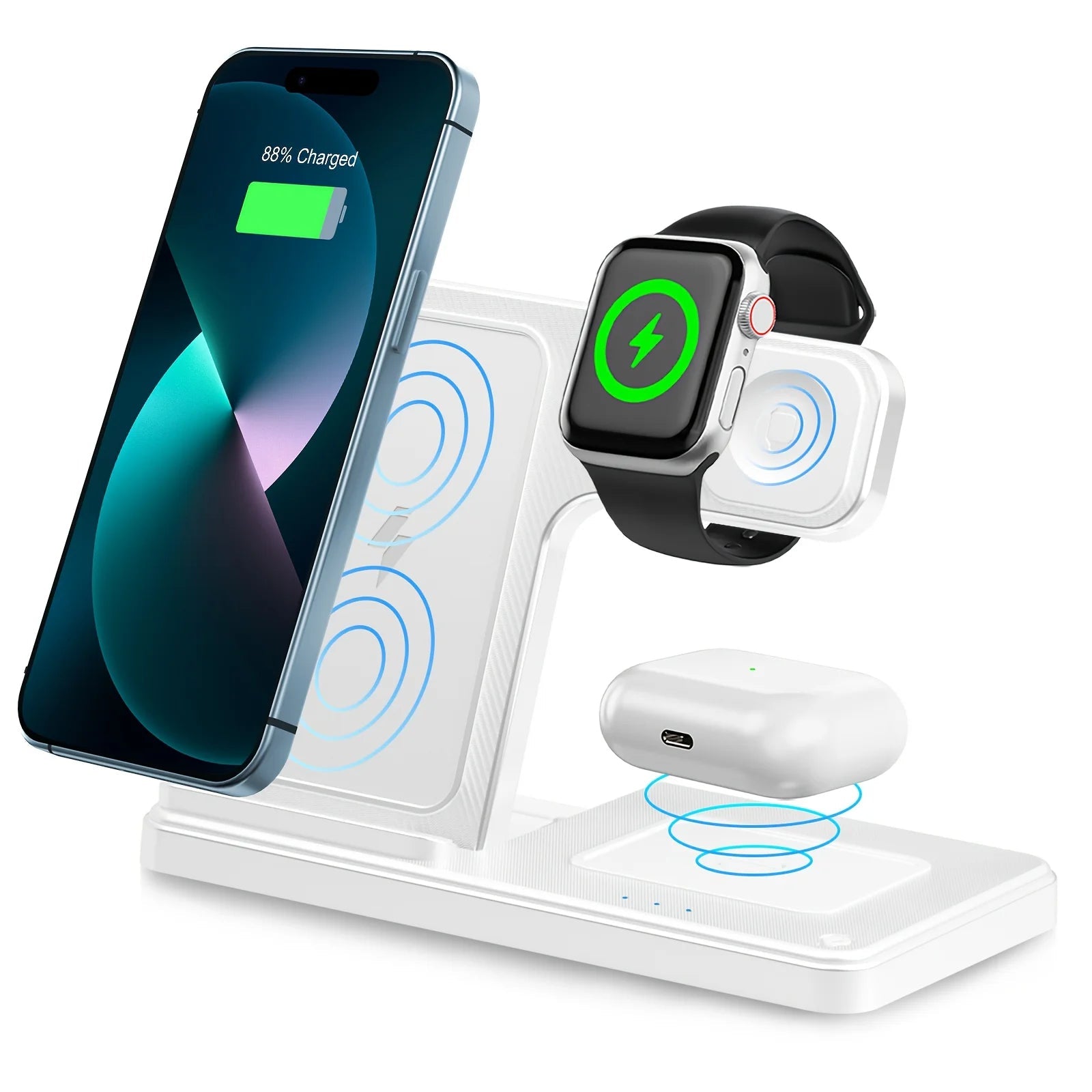 3 In 1 Magnetic Wireless Charger Stand 15W Fast Charging Dock Station Multiple Devices for iPhone 15 14 13 8 Apple Watch Airpods - Velvet Haven