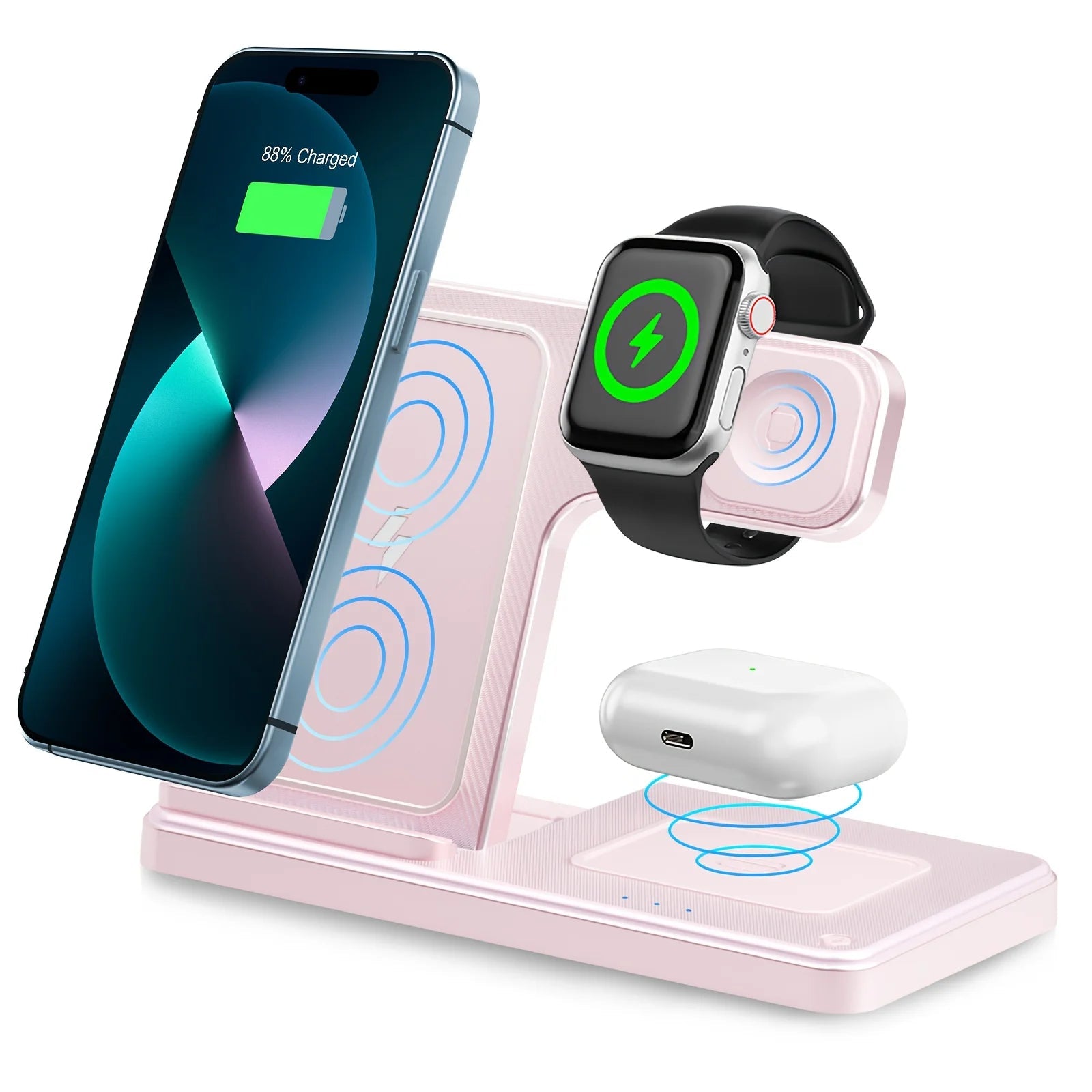 3 In 1 Magnetic Wireless Charger Stand 15W Fast Charging Dock Station Multiple Devices for iPhone 15 14 13 8 Apple Watch Airpods - Velvet Haven