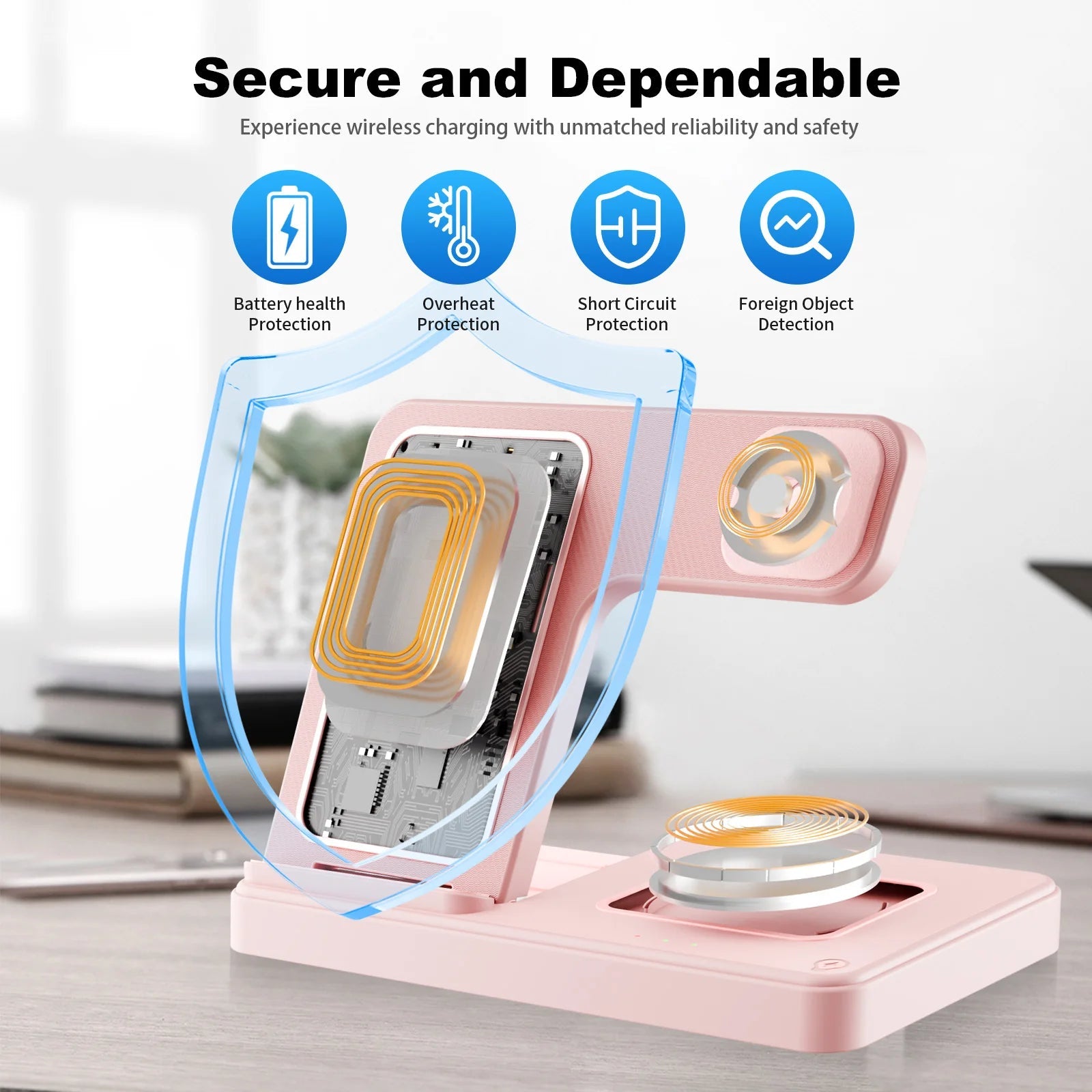 3 In 1 Magnetic Wireless Charger Stand 15W Fast Charging Dock Station Multiple Devices for iPhone 15 14 13 8 Apple Watch Airpods - Velvet Haven