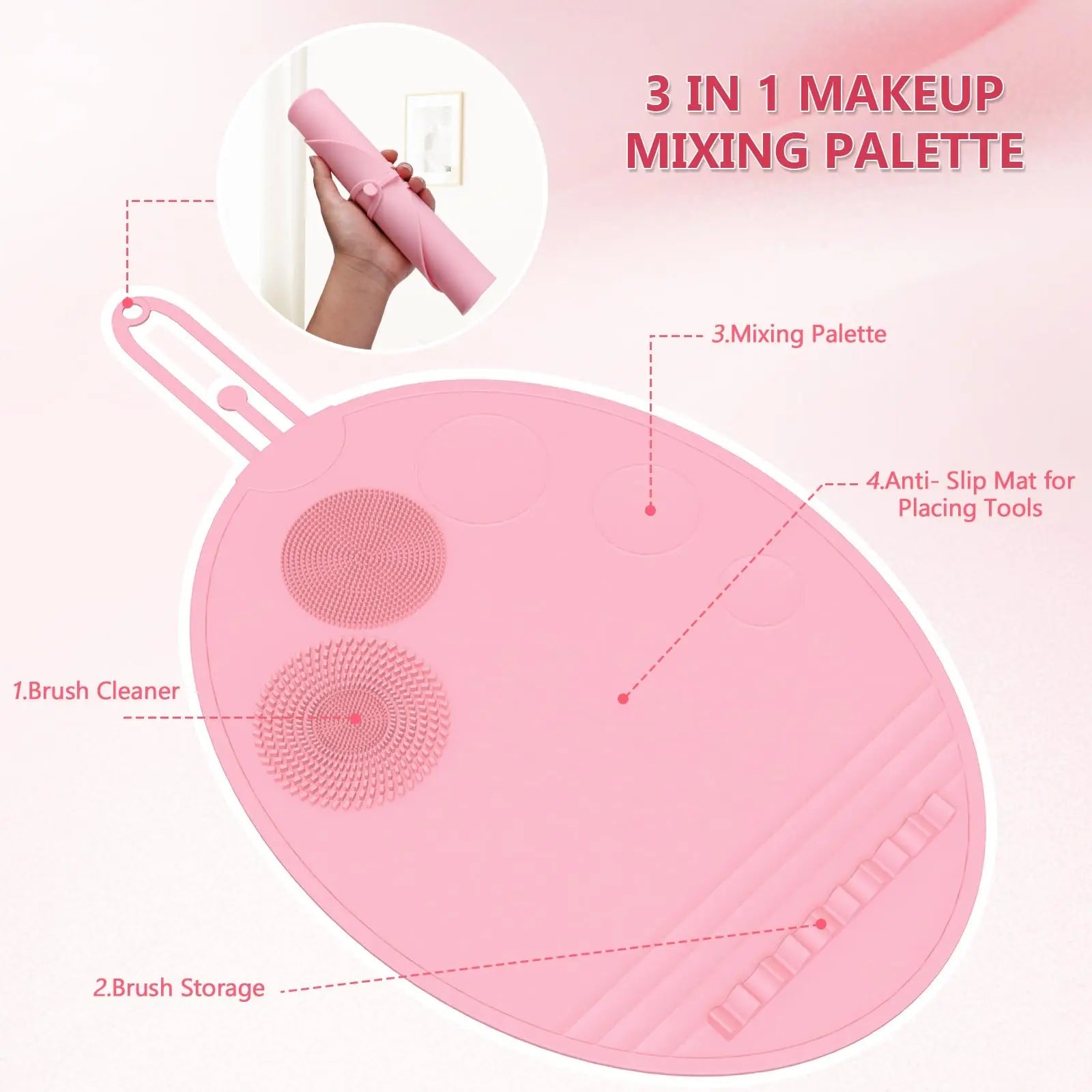 3-in-1 Silicone Makeup Mixing Mat & Brush Cleaner - Velvet Haven
