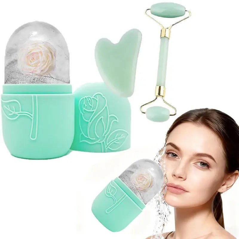 3-Piece Cooling Facial Ice Roller & Gua Sha Set - Velvet Haven