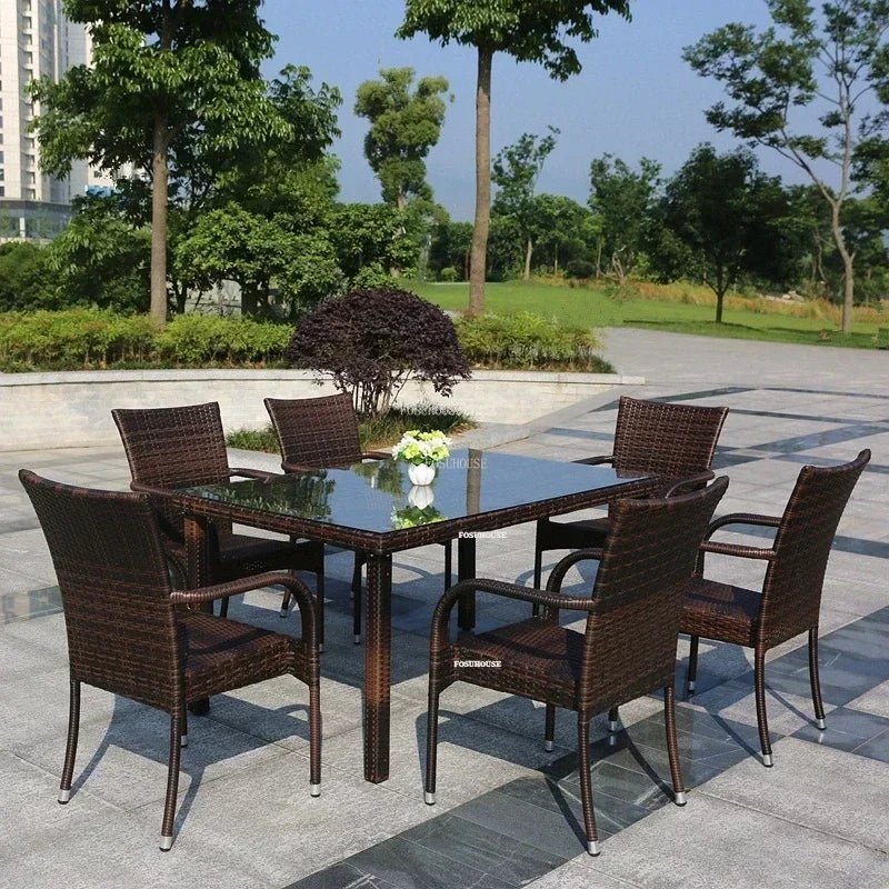 3-Piece Rattan Patio Furniture Set with Metal Frame - Velvet Haven