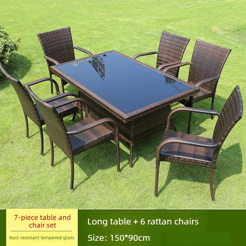 3-Piece Rattan Patio Furniture Set with Metal Frame - Velvet Haven