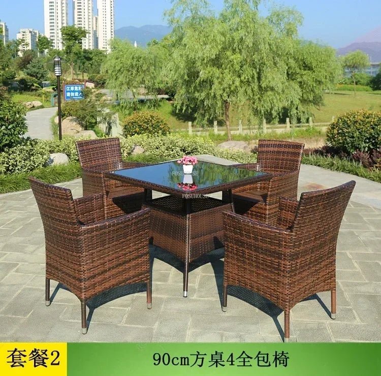 3-Piece Rattan Patio Furniture Set with Metal Frame - Velvet Haven