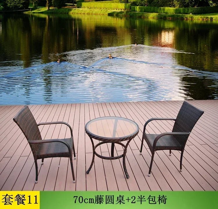 3-Piece Rattan Patio Furniture Set with Metal Frame - Velvet Haven