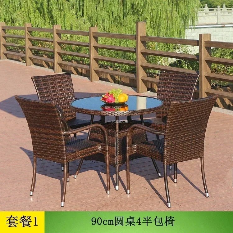 3-Piece Rattan Patio Furniture Set with Metal Frame - Velvet Haven
