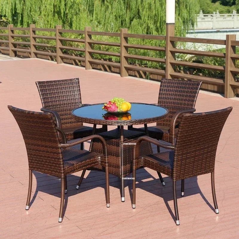 3-Piece Rattan Patio Furniture Set with Metal Frame - Velvet Haven