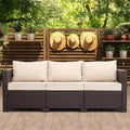 3-Seat Wicker Outdoor Sofa with Deep Seats, High Backrest, and Non-Slip Cushions in Khaki - Velvet Haven