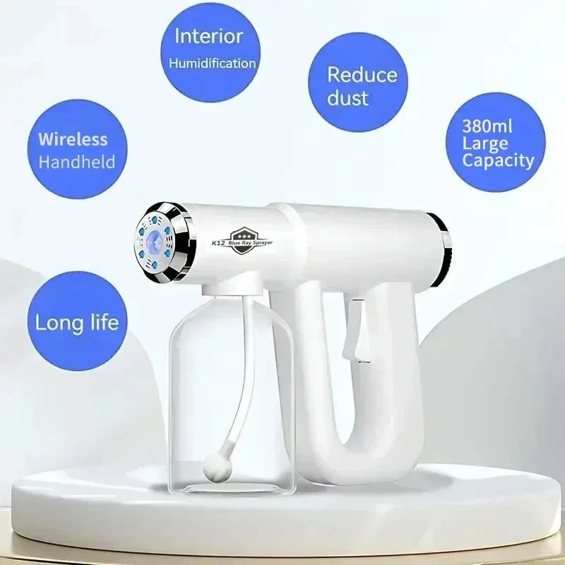 300ML USB Rechargeable Nano Mist Barber Sprayer with Blue Light - Velvet Haven