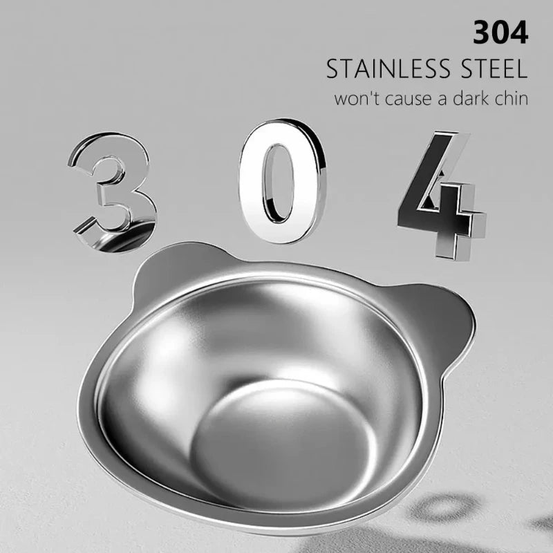 ‌304 Stainless Steel Raised Cat Bowl with 15° Elevated Design Tilted Neck Guard Healthy Feeding Shatterproof for Cats Puppies - Velvet Haven
