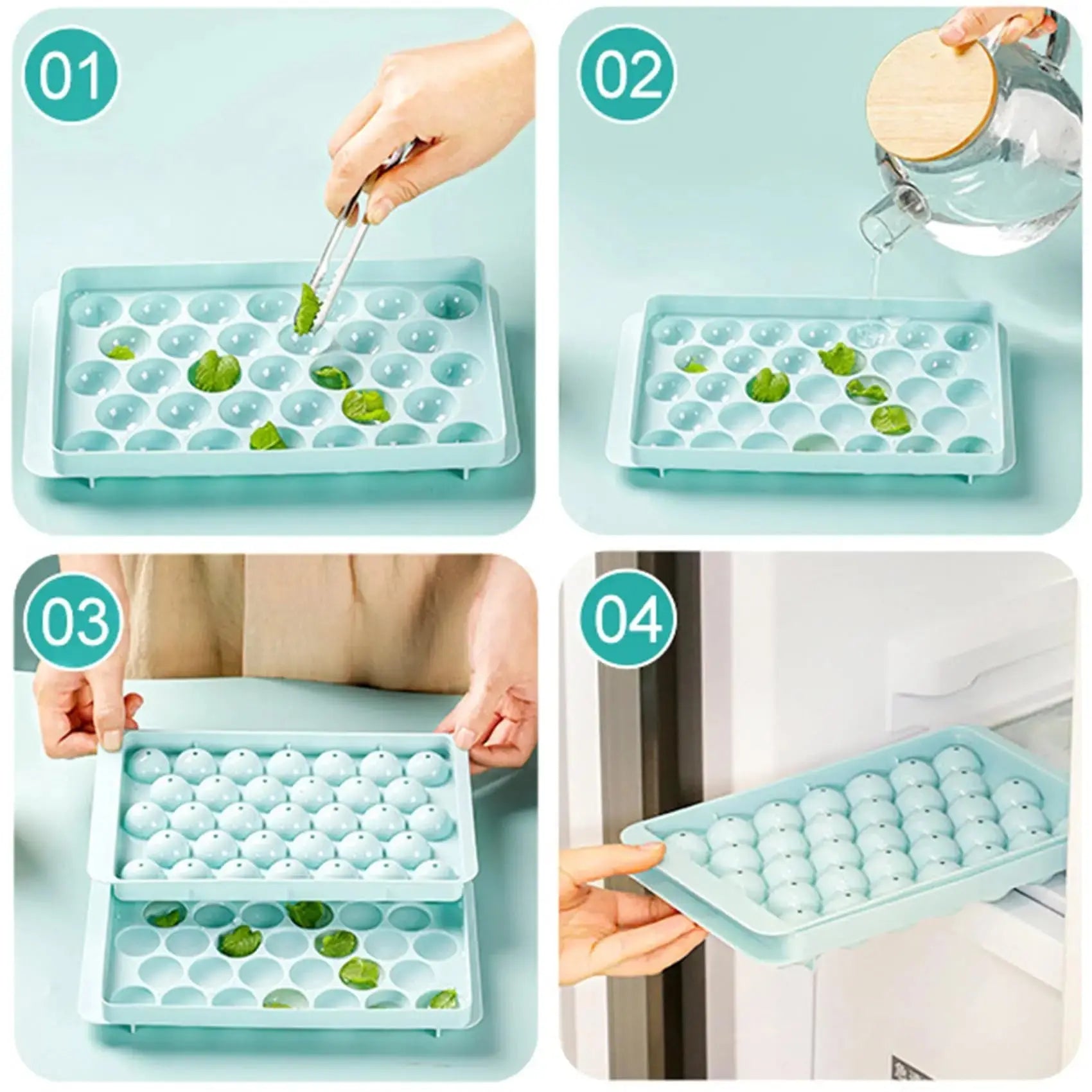 33-Cavity Round Ice Ball Maker Tray with Lid, Reusable Silicone Mold Easy Release for Whiskey Cocktail Coffee Water - Velvet Haven