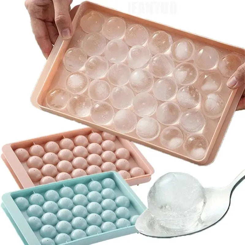 33 Ice Ball Mold - Whiskey Cocktail Round Ice Cube Maker with Lid, Perfect Hockey Ball Shape, BPA Free Mini Tray Kitchen Tools - Velvet Haven